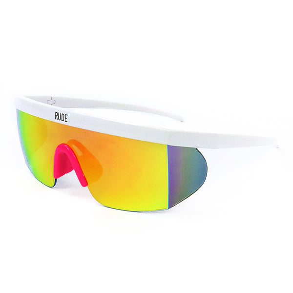 Festival Visor Sunglasses White Pink Rude Rainbow