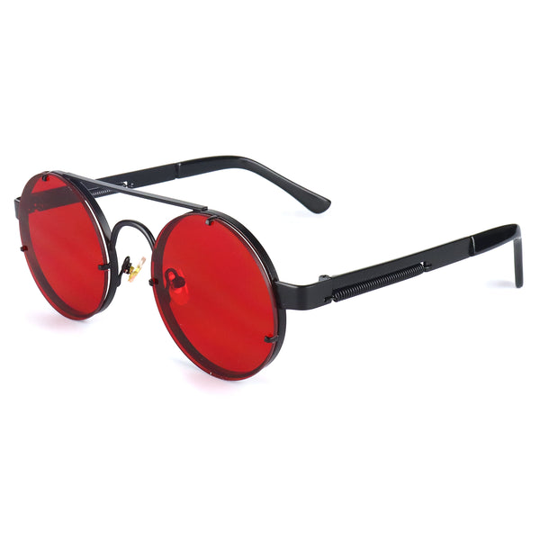 Dark red shops round sunglasses