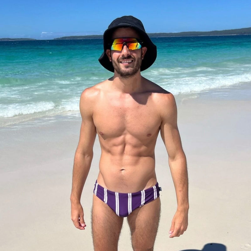 Blackberry Purple Stripes Swim Brief