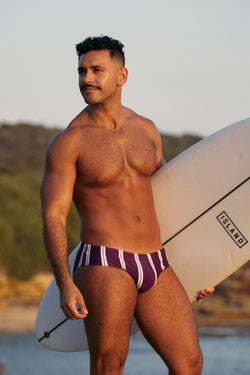 Blackberry Purple Stripes Swim Brief