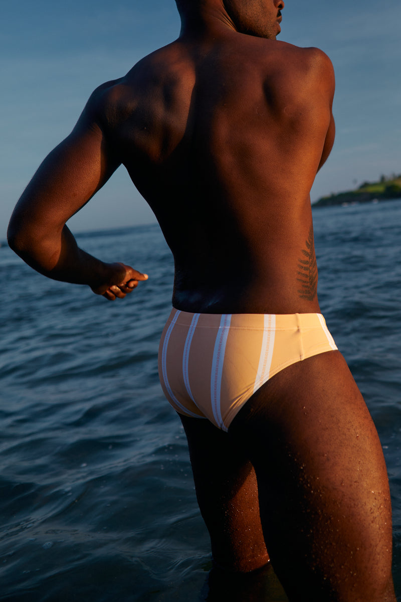 Derby Tan Stripes Swim Brief